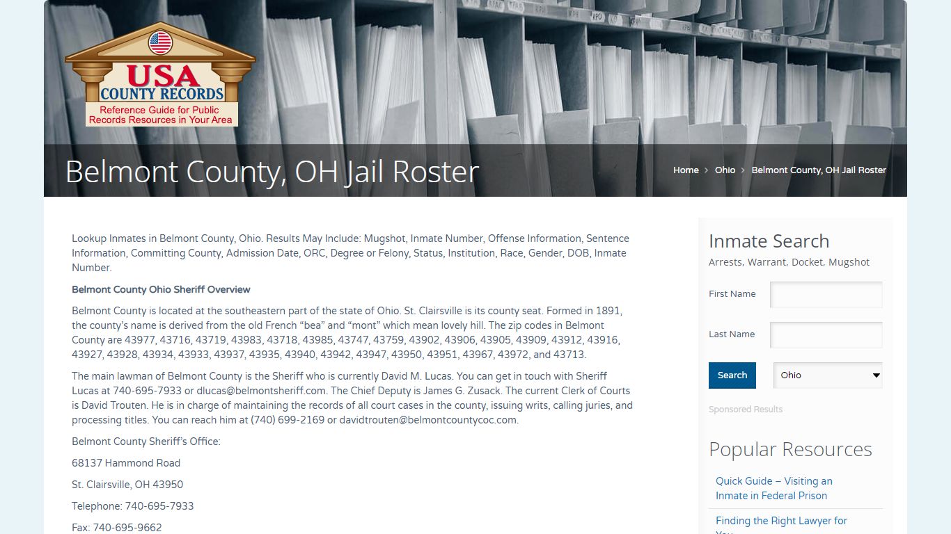Belmont County, OH Jail Roster | Name Search